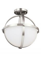 Generation Lighting - Seagull US 7724602-962 - Alturas contemporary 2-light indoor dimmable ceiling semi-flush mount in brushed nickel silver finis