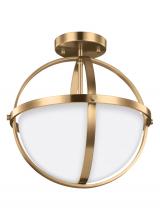 Generation Lighting - Seagull US 7724602EN3-848 - Alturas contemporary 2-light LED indoor dimmable ceiling semi-flush mount in satin brass gold finish