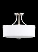 Generation Lighting - Seagull US 7728803-962 - Canfield modern 3-light indoor dimmable ceiling semi-flush mount in brushed nickel silver finish wit