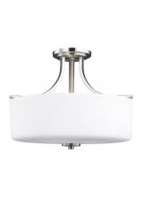 Generation Lighting - Seagull US 7728803EN3-962 - Canfield modern 3-light LED indoor dimmable ceiling semi-flush mount in brushed nickel silver finish