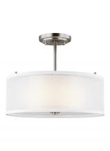Generation Lighting - Seagull US 7737302EN3-962 - Elmwood Park traditional 2-light LED indoor dimmable ceiling semi-flush mount in brushed nickel silv