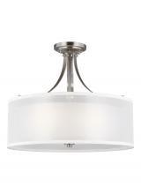 Generation Lighting - Seagull US 7737303EN3-962 - Elmwood Park traditional 3-light LED indoor dimmable ceiling semi-flush mount in brushed nickel silv