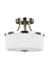 Generation Lighting - Seagull US 7739102EN3-962 - Hettinger transitional 2-light LED indoor dimmable ceiling flush mount in brushed nickel silver fini