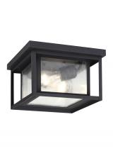 Generation Lighting - Seagull US 78027-12 - Hunnington contemporary 2-light outdoor exterior ceiling flush mount in black finish with clear seed