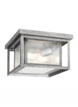 Generation Lighting - Seagull US 78027-57 - Hunnington contemporary 2-light outdoor exterior ceiling flush mount in weathered pewter grey finish