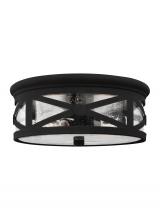 Generation Lighting - Seagull US 7821402-12 - Outdoor Ceiling traditional 2-light outdoor exterior ceiling flush mount in black finish with clear