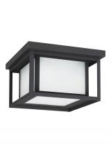 Generation Lighting - Seagull US 7903997S-12 - Hunnington contemporary 1-light outdoor exterior led outdoor ceiling flush mount in black finish wit