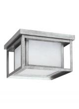 Generation Lighting - Seagull US 7903997S-57 - Hunnington contemporary 1-light outdoor exterior led outdoor ceiling flush mount in weathered pewter