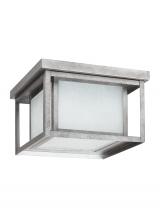 Generation Lighting - Seagull US 79039-57 - Hunnington contemporary 2-light outdoor exterior ceiling flush mount in weathered pewter grey finish