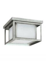 Generation Lighting - Seagull US 79039EN3-57 - Hunnington contemporary 2-light LED outdoor exterior ceiling flush mount in weathered pewter grey fi