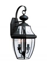 Generation Lighting - Seagull US 8039-12 - Lancaster traditional 2-light outdoor exterior wall lantern sconce in black finish with clear curved