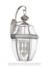 Generation Lighting - Seagull US 8040-965 - Lancaster traditional 3-light outdoor exterior wall lantern sconce in antique brushed nickel silver