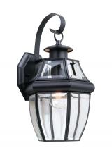 Generation Lighting - Seagull US 8067-12 - Lancaster traditional 1-light outdoor exterior large wall lantern sconce in black finish with clear