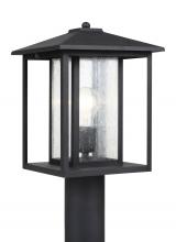 Generation Lighting - Seagull US 82027-12 - Hunnington contemporary 1-light outdoor exterior post lantern in black finish with clear seeded glas