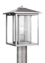 Generation Lighting - Seagull US 82027-57 - Hunnington contemporary 1-light outdoor exterior post lantern in weathered pewter grey finish with c