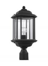 Generation Lighting - Seagull US 82029-12 - Kent traditional 1-light outdoor exterior post lantern in black finish with clear beveled glass pane