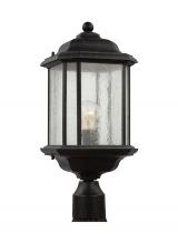 Generation Lighting - Seagull US 82029-746 - Kent traditional 1-light outdoor exterior post lantern in oxford bronze finish with clear seeded gla