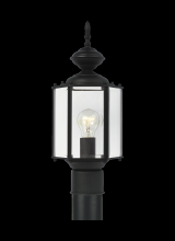 Generation Lighting - Seagull US 8209-12 - Classico traditional 1-light outdoor exterior post lantern in black finish with clear beveled glass