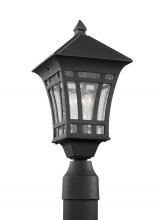 Generation Lighting - Seagull US 82131-12 - Herrington transitional 1-light outdoor exterior post lantern in black finish with clear seeded glas