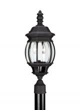 Generation Lighting - Seagull US 82200-12 - Wynfield traditional 2-light outdoor exterior post lantern in black finish with clear beveled glass