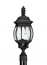 Generation Lighting - Seagull US 82200EN-12 - Wynfield traditional 2-light LED outdoor exterior post lantern in black finish with glass shades