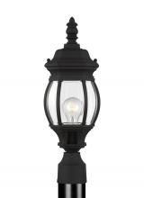 Generation Lighting - Seagull US 82202-12 - Wynfield traditional 1-light outdoor exterior small post lantern in black finish with clear beveled