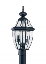 Generation Lighting - Seagull US 8229-12 - Lancaster traditional 2-light outdoor exterior post lantern in black finish with clear curved bevele