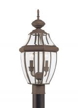 Generation Lighting - Seagull US 8229-71 - Lancaster traditional 2-light outdoor exterior post lantern in antique bronze finish with clear curv