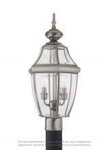 Generation Lighting - Seagull US 8229-965 - Lancaster traditional 2-light outdoor exterior post lantern in antique brushed nickel silver finish