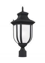 Generation Lighting - Seagull US 8236301-12 - Childress traditional 1-light outdoor exterior post lantern in black finish with satin etched glass