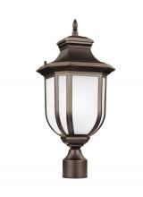 Generation Lighting - Seagull US 8236301-71 - Childress traditional 1-light outdoor exterior post lantern in antique bronze finish with satin etch