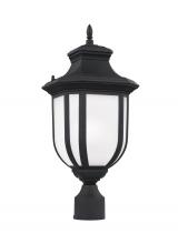 Generation Lighting - Seagull US 8236301EN3-12 - Childress traditional 1-light LED outdoor exterior post lantern in black finish with satin etched gl