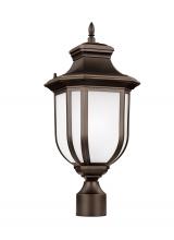 Generation Lighting - Seagull US 8236301EN3-71 - Childress traditional 1-light LED outdoor exterior post lantern in antique bronze finish with satin