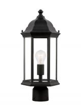 Generation Lighting - Seagull US 8238601-12 - Sevier traditional 1-light outdoor exterior medium post lantern in black finish with clear glass pan
