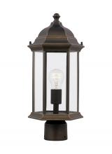 Generation Lighting - Seagull US 8238601-71 - Sevier traditional 1-light outdoor exterior medium post lantern in antique bronze finish with clear