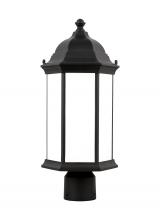 Generation Lighting - Seagull US 8238651-12 - Sevier traditional 1-light outdoor exterior medium post lantern in black finish with satin etched gl