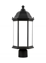 Generation Lighting - Seagull US 8238651EN3-12 - Sevier traditional 1-light LED outdoor exterior medium post lantern in black finish with satin etche