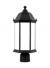 Generation Lighting - Seagull US 8238651EN3-12 - Sevier traditional 1-light LED outdoor exterior medium post lantern in black finish with satin etche