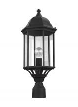 Generation Lighting - Seagull US 8238701-12 - Sevier traditional 1-light outdoor exterior large post lantern in black finish with clear glass pane