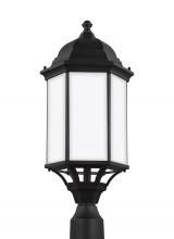 Generation Lighting - Seagull US 8238751-12 - Sevier traditional 1-light outdoor exterior large post lantern in black finish with satin etched gla