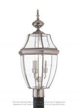 Generation Lighting - Seagull US 8239-965 - Lancaster traditional 3-light outdoor exterior post lantern in antique brushed nickel silver finish