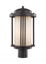 Generation Lighting - Seagull US 8247901-71 - Crowell contemporary 1-light outdoor exterior post lantern in antique bronze finish with creme parch