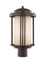 Generation Lighting - Seagull US 8247901EN3-71 - Crowell contemporary 1-light LED outdoor exterior post lantern in antique bronze finish with creme p