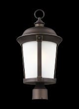 Generation Lighting - Seagull US 8250701-71 - Calder traditional 1-light outdoor exterior post lantern in antique bronze finish with satin etched