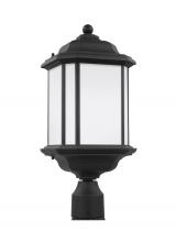 Generation Lighting - Seagull US 82529EN3-12 - Kent traditional 1-light LED outdoor exterior post lantern in black finish with satin etched glass p