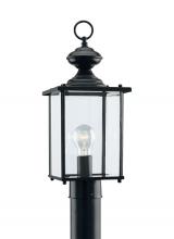 Generation Lighting - Seagull US 8257-12 - Jamestowne transitional 1-light outdoor exterior post lantern in black finish with clear beveled gla