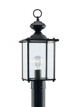 Generation Lighting - Seagull US 8257-12 - Jamestowne transitional 1-light outdoor exterior post lantern in black finish with clear beveled gla