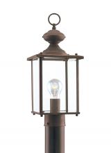 Generation Lighting - Seagull US 8257-71 - Jamestowne transitional 1-light outdoor exterior post lantern in antique bronze finish with clear be