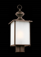 Generation Lighting - Seagull US 82570-71 - Jamestowne transitional 1-light outdoor exterior post lantern in antique bronze finish with frosted