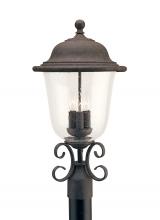 Generation Lighting - Seagull US 8259-46 - Trafalgar traditional 3-light outdoor exterior post lantern in oxidized bronze finish with clear see